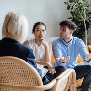 couple talking to a therapist